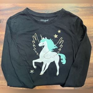 Cat & Jack Blue Unicorn Black LongSleeve Girl Shirt / Top